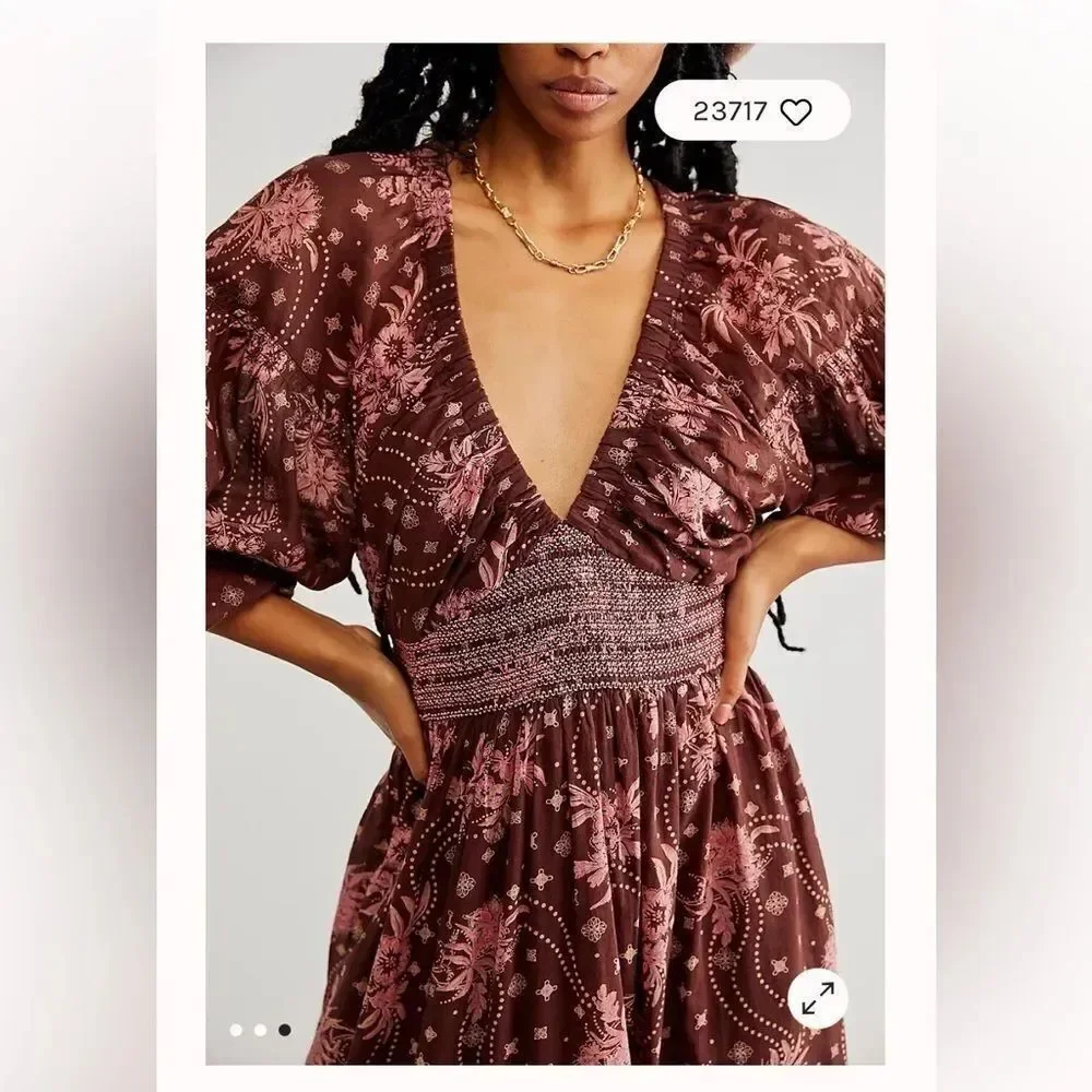 Free People Golden Hour Maxi Dress Color: Pink Chocolate Combo